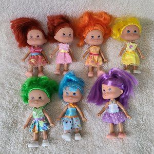 Set of 7 Rainbow Hair Dolls